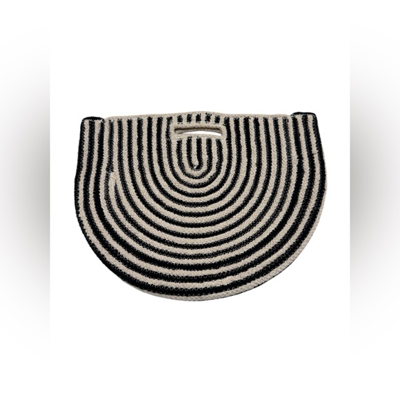 Fabulous MJ New York black and white striped semi circle purse. Half moon tote. - Picture 2 of 2